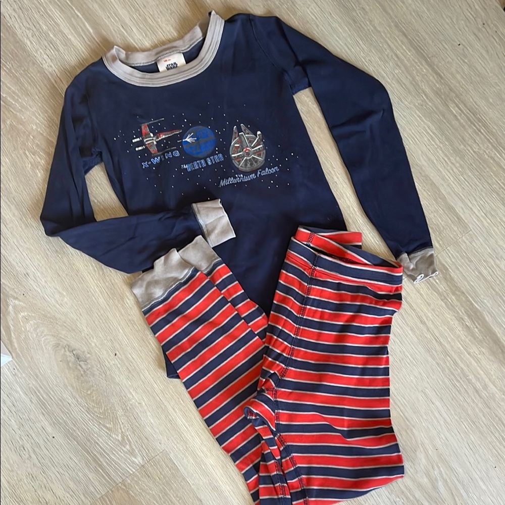 Hanna Andersson Star Wars Organic Pajamas Size 10- Navy and Red Stripes